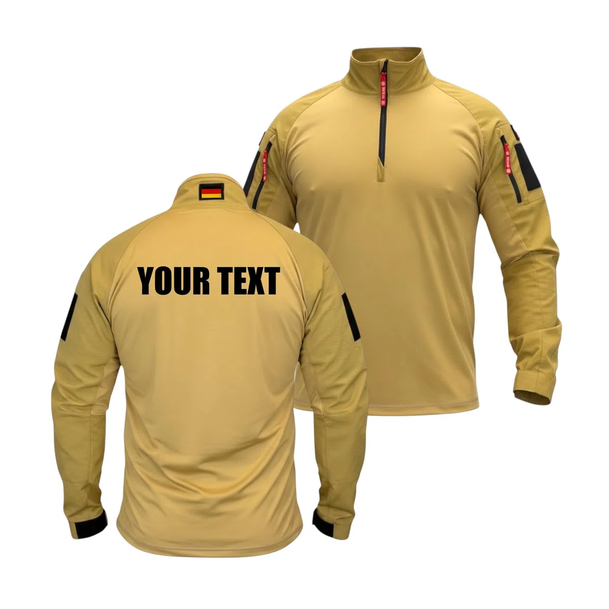 Feuerwehr Shirt Herren Langarm Tactical – Personalisiert Combat Shirt mit Patch, 1/4 Zip & Reißverschlusstaschen