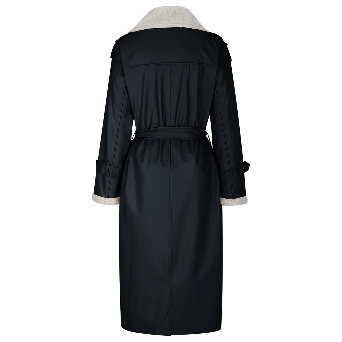 Ansenesna Lederjacke Damen Lang Gefüttert Winterjacke Damen Leder Warm Innenfutter Wintermantel Elegant Lederoptik Trenchcoat Mit Gürtel Zweireihig Mantel Frauen Winter Kunstleder Ledermantel