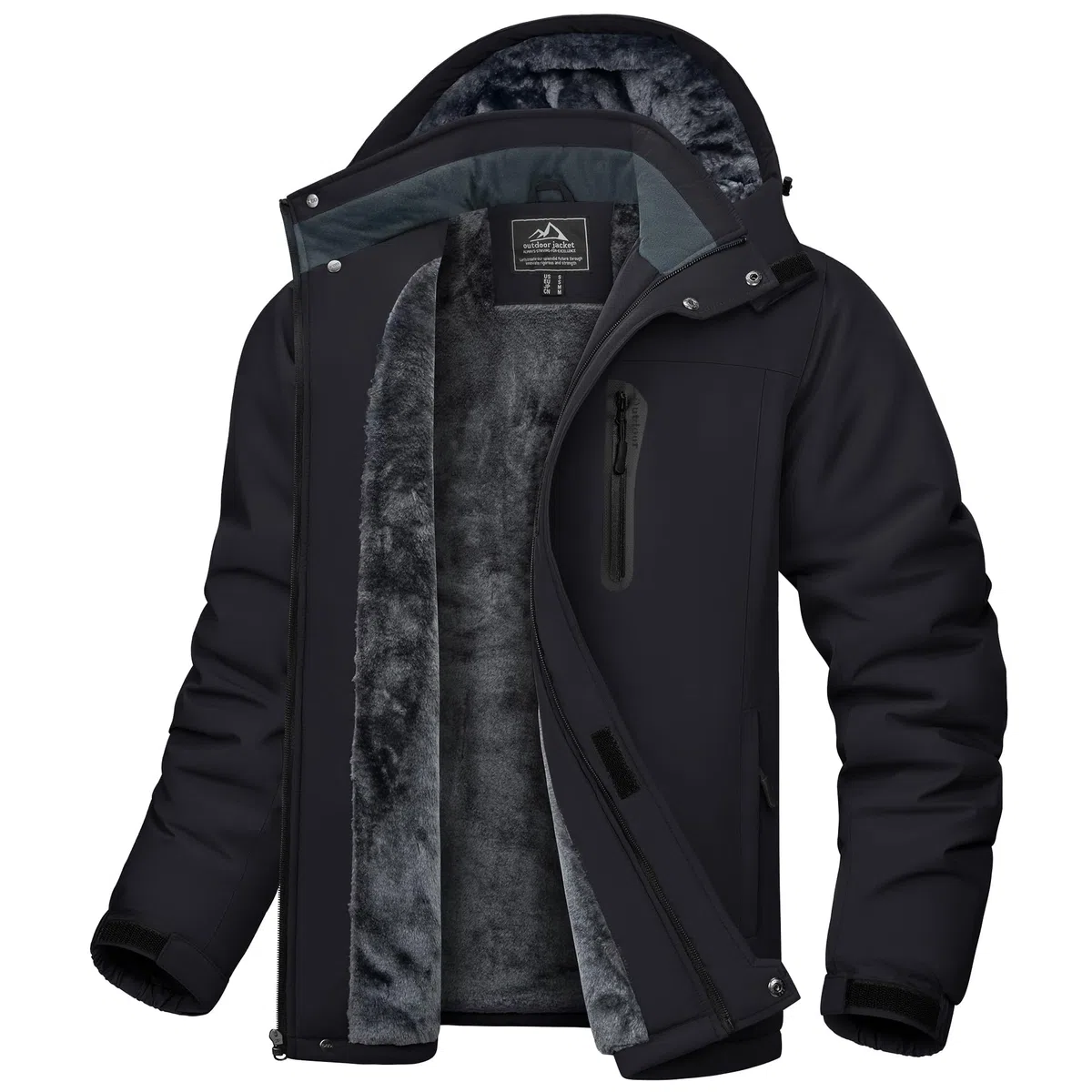 CAVVA Herren Skijacke Gefüttert Winterjacke Wasserdicht Snowboardjacke Fleece Arbeitsjacke Mit Abnehmbarer Kapuze