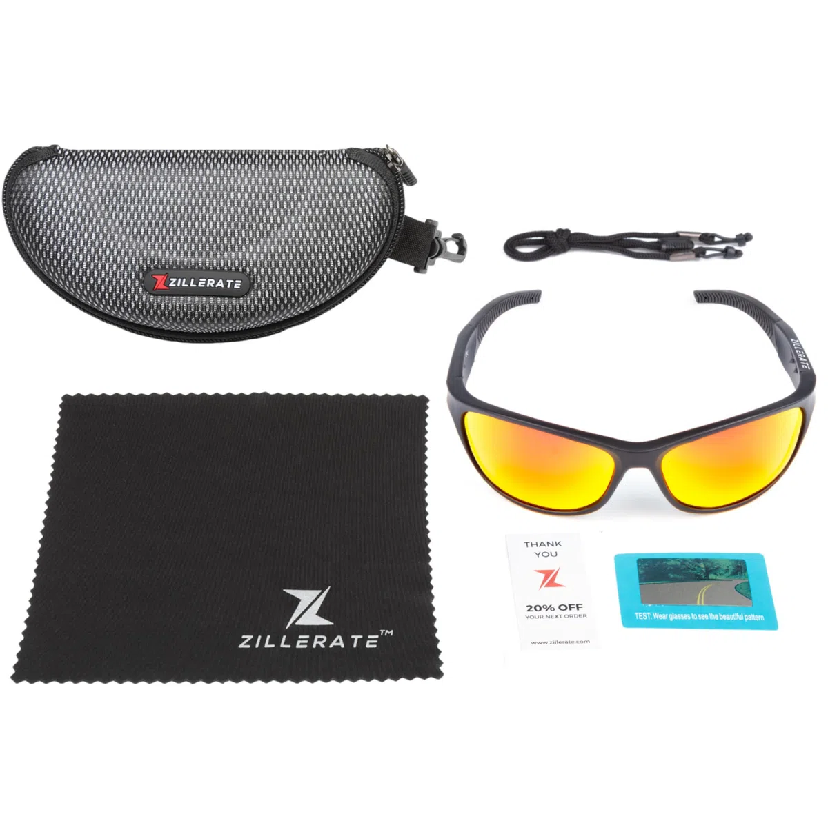 ZILLERATE Polarisierte Sport-Sonnenbrille für Herren und Damen, zum Fahren Radfahren Golf Fischen Laufen Segeln Skifahren, UV400-Schutz, Leichter, langlebiger TR90-Rahmen, Hartschalen-Etui