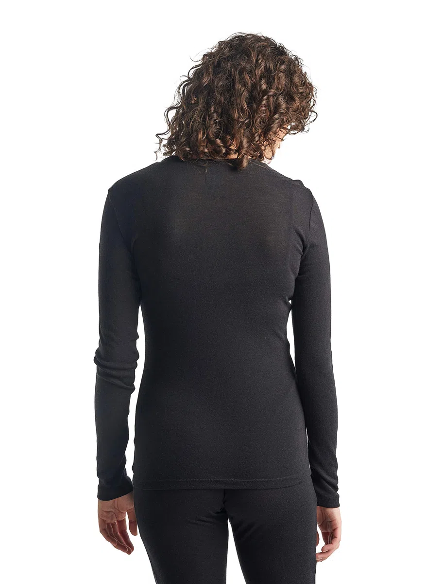 Icebreaker 100% Merinowolle Damen Base Layer - Everyday Langärmeliges Crewe - 175 Ultralight Fabric - Langarmshirt - Longsleeve - Merino Shirt - Unterwäsche - Unterhemden
