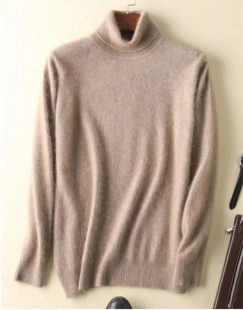REHJJDFD Herren Rollkragenpullover Kaschmir Strickpullover Warm Casual Pullover
