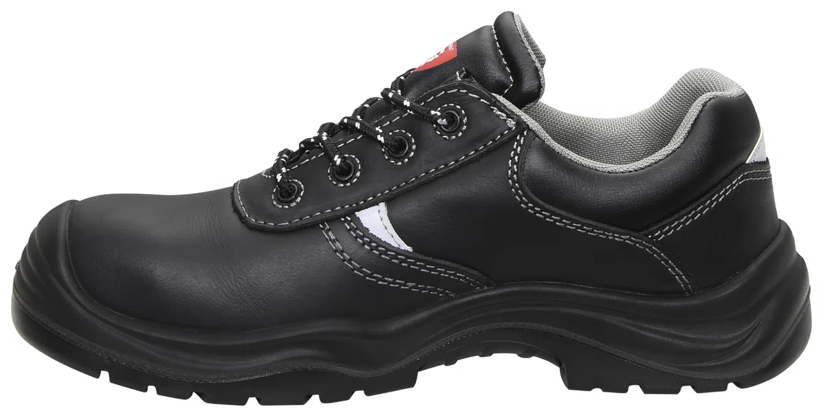 JORI 12111 Basic Compo Low S3 Herren und Damen Arbeits & Sicherheitsschuhe, Leder Sicherheitsschuhe S3, SRC, Schnürung, Kunststoffkappe, Metallfreier Durchstrittsschutz Schwarz (Schwrz), EU 42
