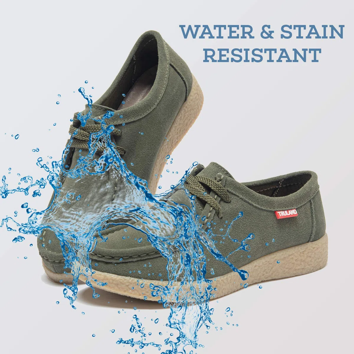 TRULAND Damen Schnürschuhe Mokassin – Wildleder Halbschuhe Wallabees