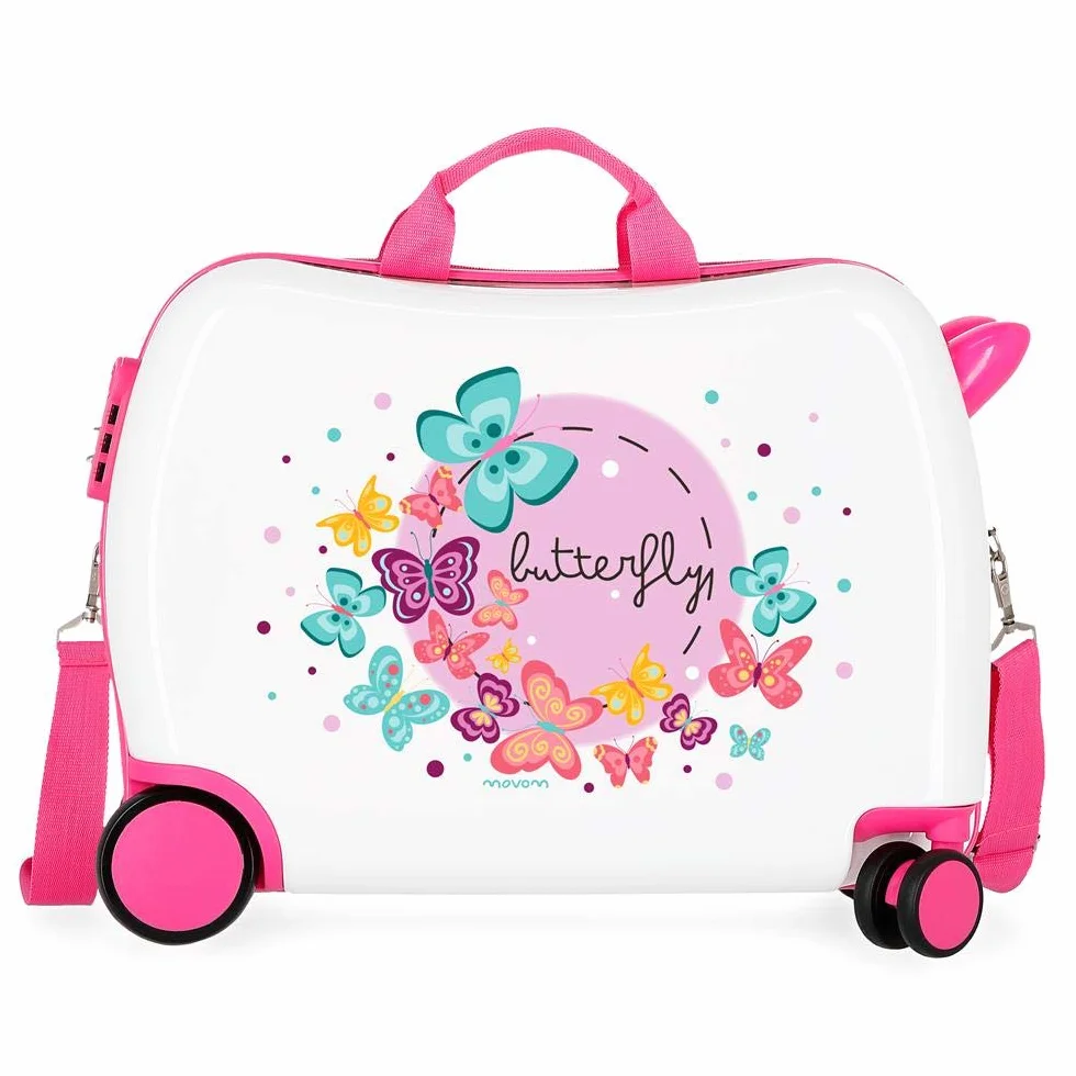 Movom Happy Time Kinder-Koffer Mehrfarbig 50x38x20 cms Hartschalen ABS Kombinationsschloss 34L 2,1Kgs 4 Räder Handgepäck, Butterfly