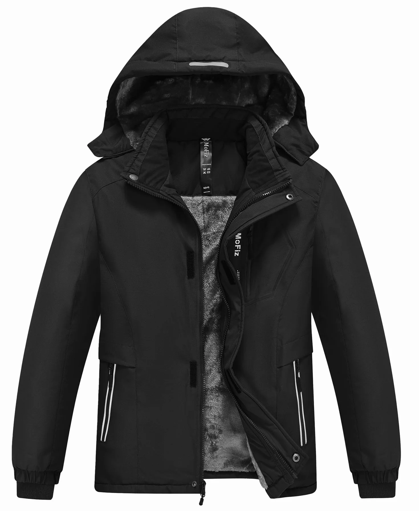MoFiz Winterjacke Jungen Skijacke Warm Innenfutter Kinder Outdoor Softshelljacken Schneejacke mit Abnehmbare Kapuze