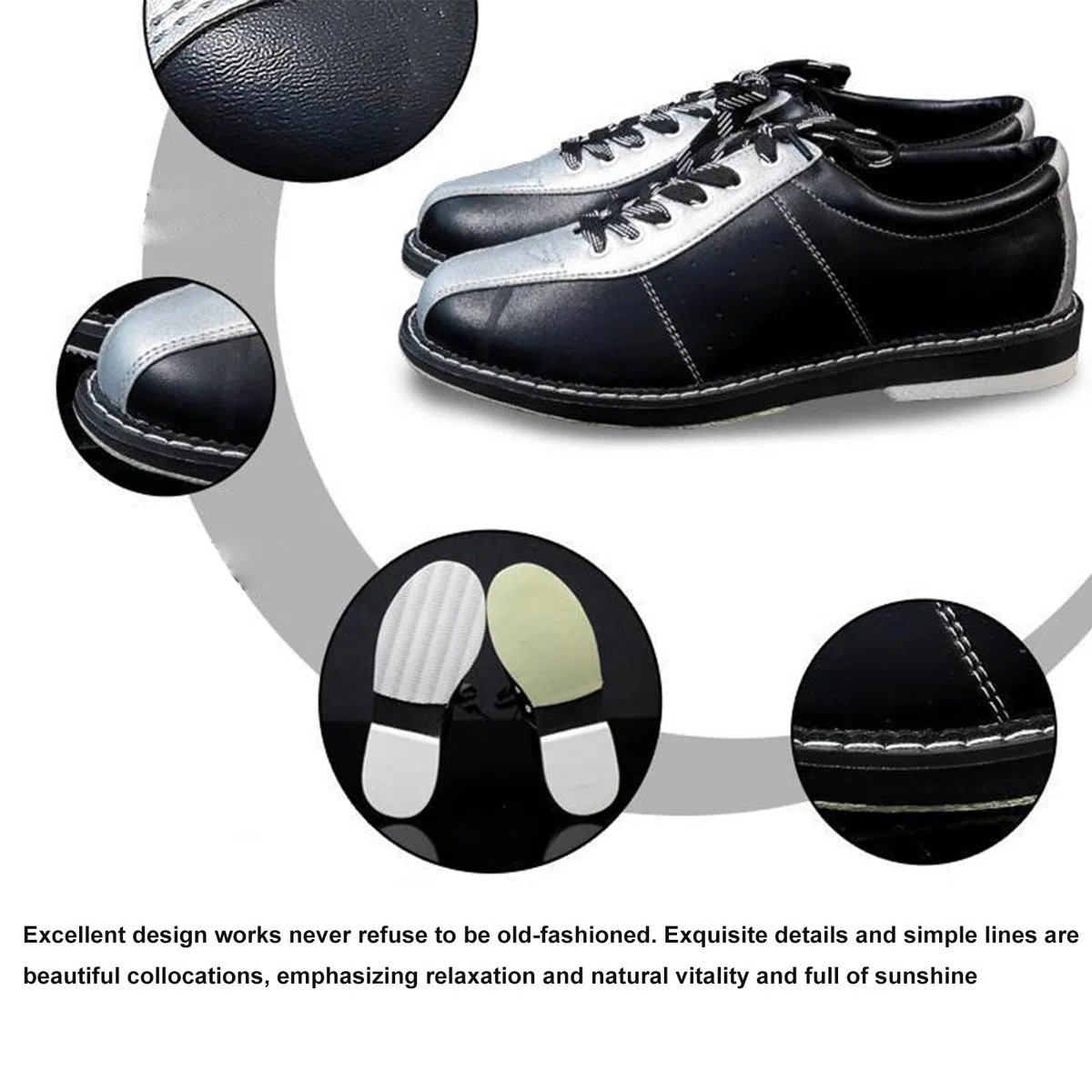 DHAEY Bowlingschuhe for Damen, Leder, verschleißfest, atmungsaktiv, Bowling-Sneaker, rutschfest, bequem (Color : Black and Silver, Size : 39 EU)