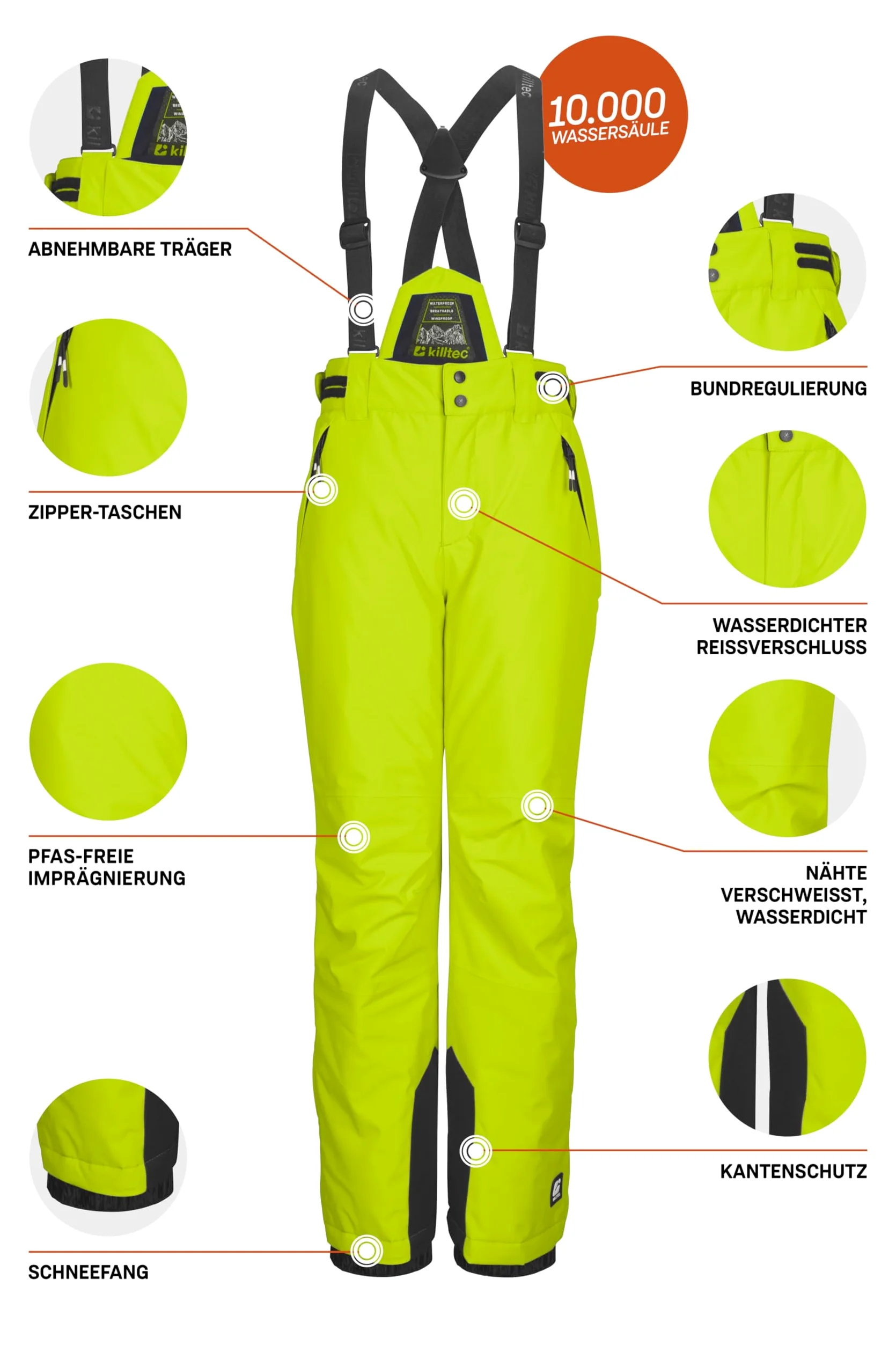 Killtec Jungen Skihose/Funktionshose mit abnehmbarem Latz, Kantenschutz und Schneefang Ksw 214 Bys Ski Pnts
