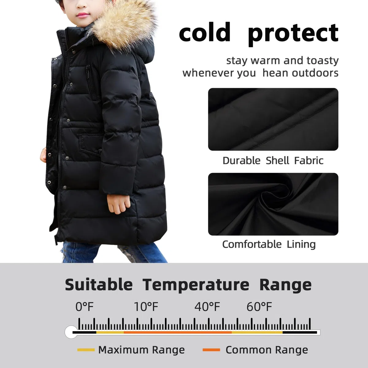 MEILONGER Jungen Mädchen Winterjacke Puffer Daunenjacke Kinder Skijacke Kapuzen Daunenmantel Dicke Dchneeanzug Oberbekleidung Winddicht und Wasserdicht