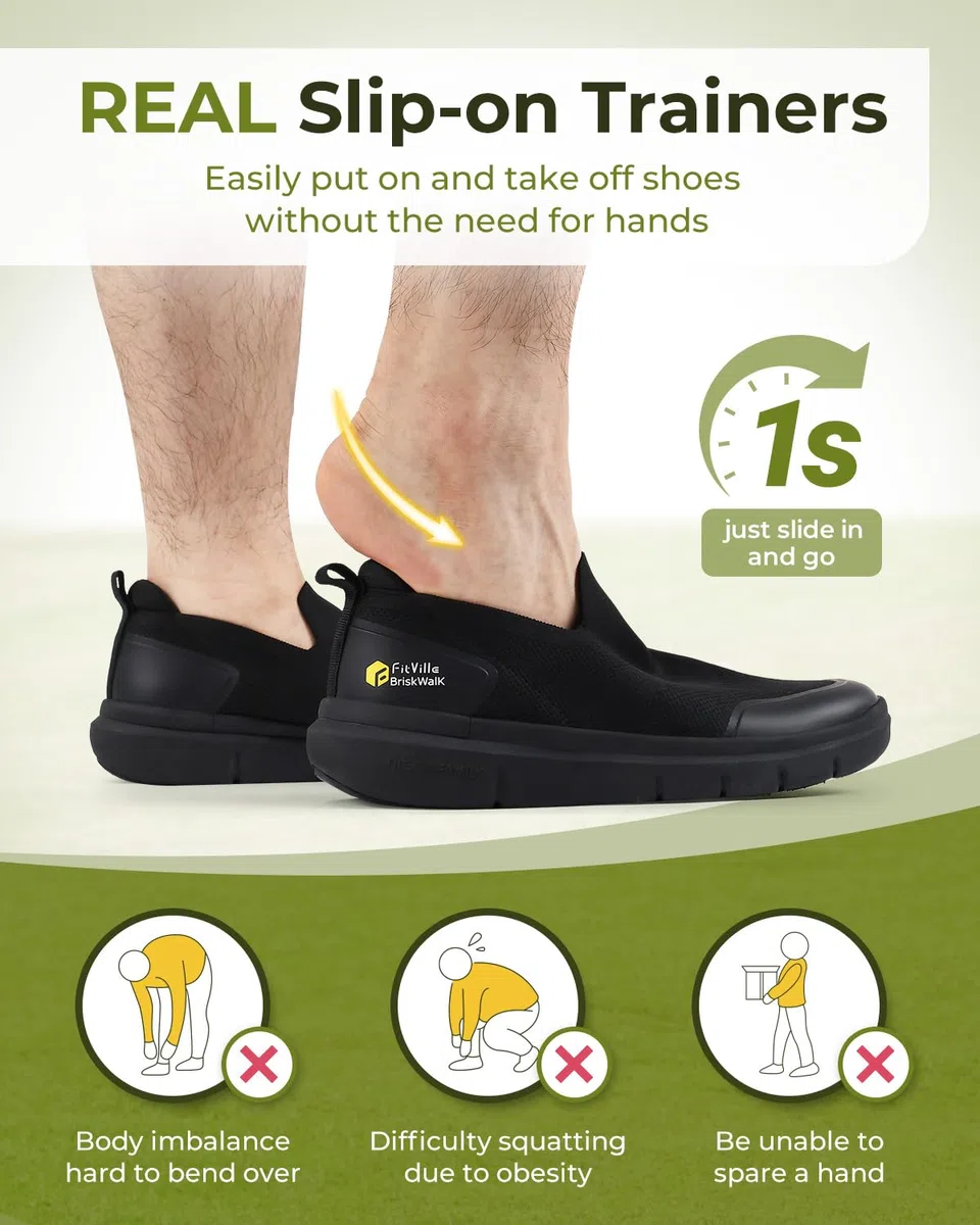 FitVille Herren Slip on Sneakers Extra Weite Leichte Slipper Schuhe Herren extra breit Atmungsaktiv Turnschuh Walkingschuhe