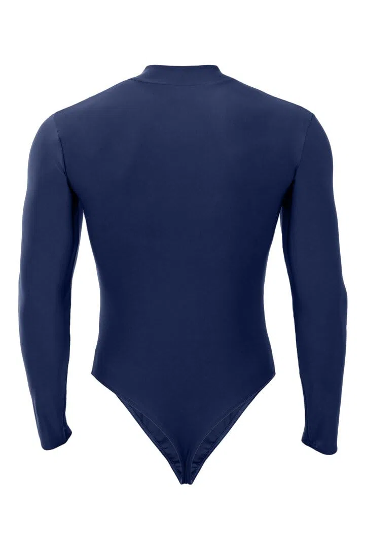 Herren Stringbody mit Kragen Frontreißverschluss lange Ärmel 80% Polyamid 20% Elasthan, matt, stretch