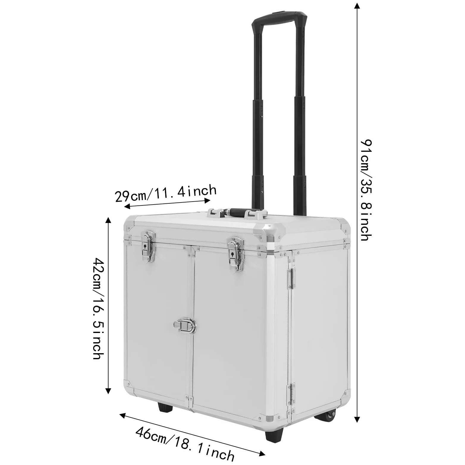 46 x 29 x 42 cm Fußpflegekoffer tragbarer Werkzeugkoffer mobiler Fußpflegekoffer mit Rollen und Schlössern Rollkoffer für Fußpflege und Nageldesign