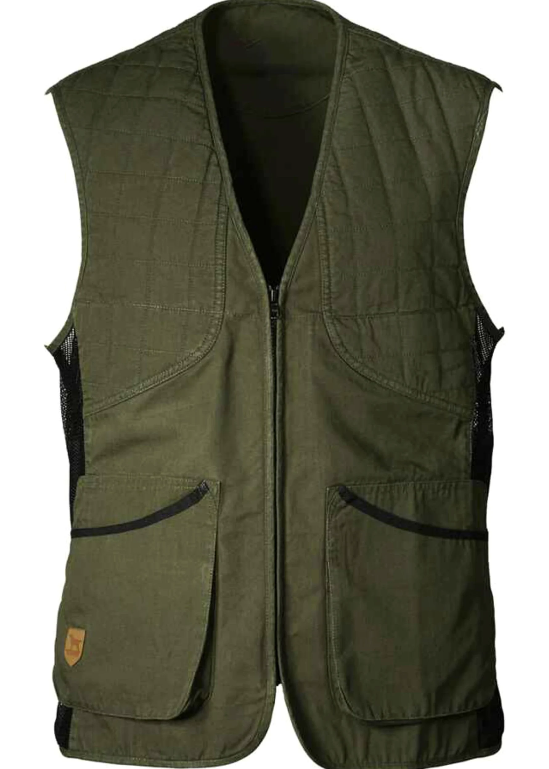 K&S Outdoors Herren Schießweste Hunter Oliv Rautensteppmuster für Links- und Rechtsschützen Jagdweste Trap Skeet aus Baumwolle